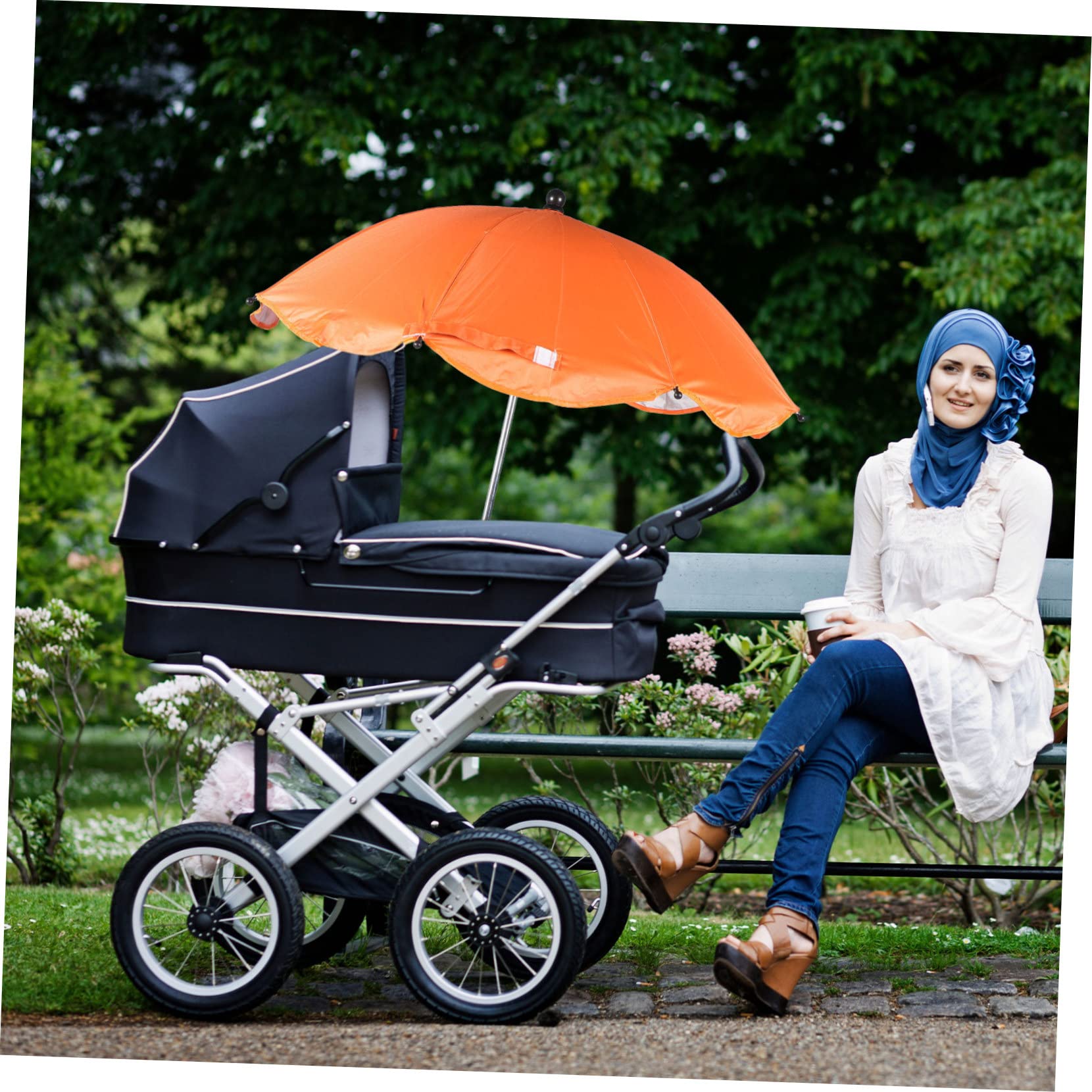KOMBIUDA 2stücke Stroller Clip Umbrella Mit Uv-schutz Und Verstellbar Für Kinderwagen Buggy Und Für Sonnige Tage