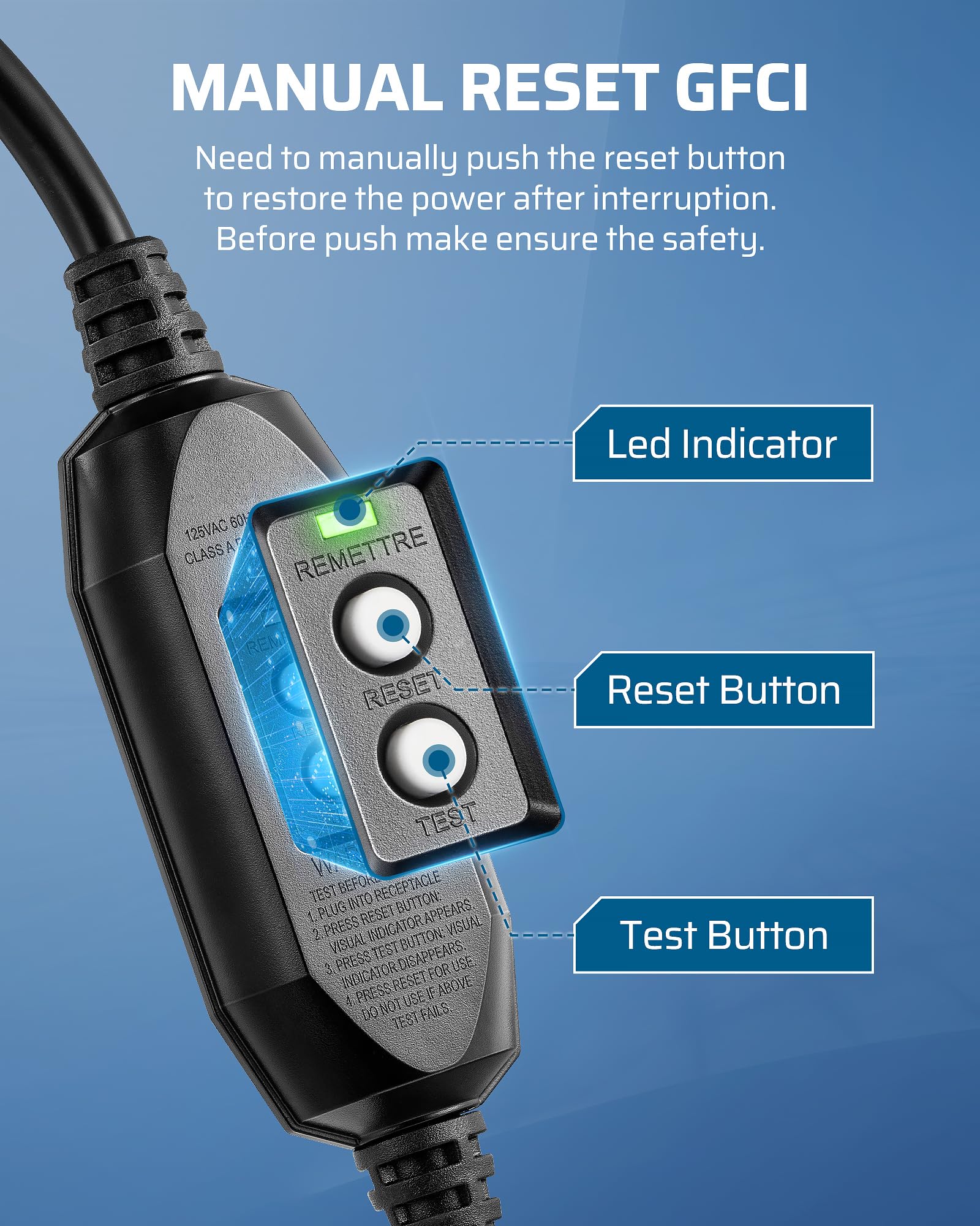 15 Amp GFCI Plug ELEGRP GFCI Replacement Plug - 15 Amp Manual Reset ...