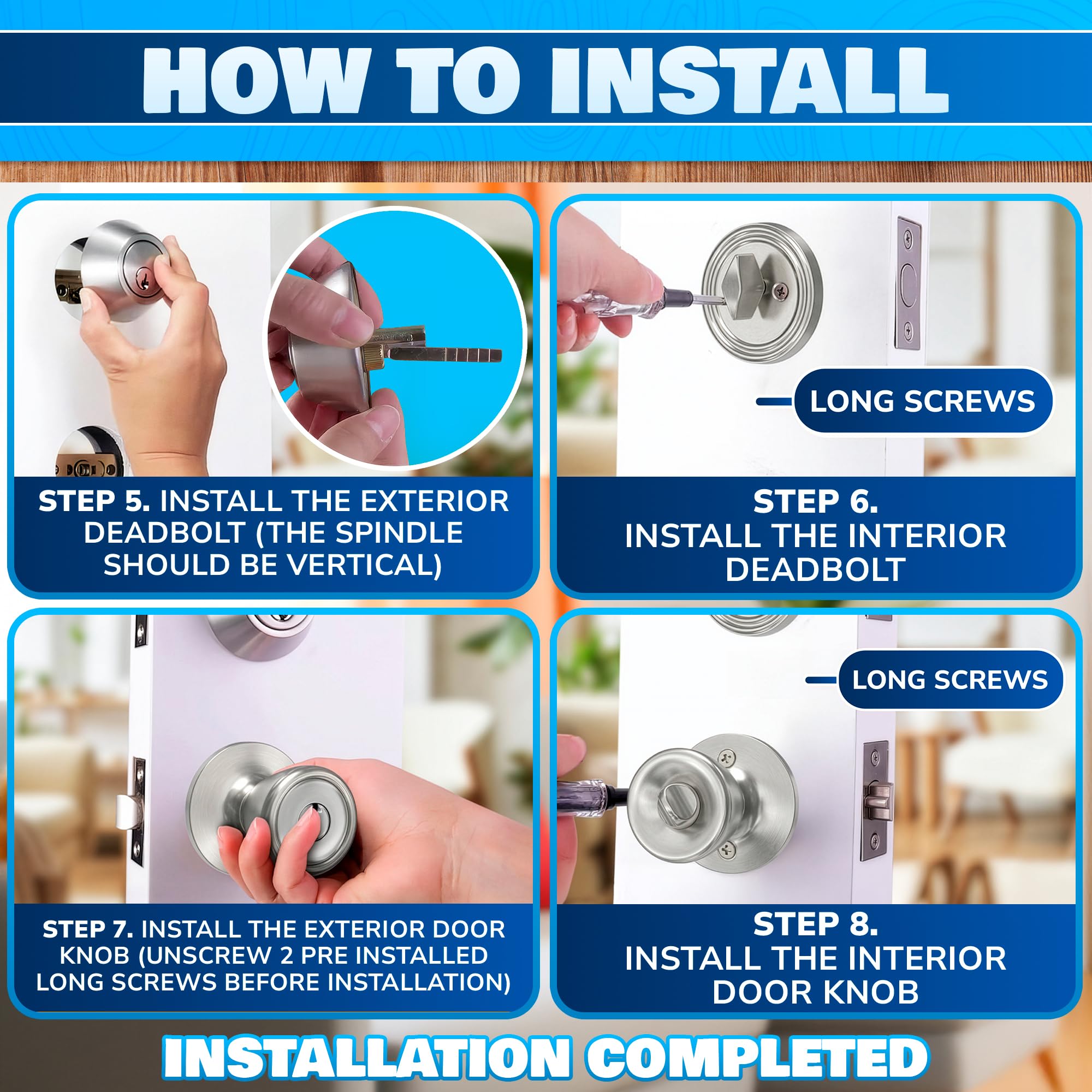 Stainless Steel Mobile Home Door Knobs with Deadbolt -7