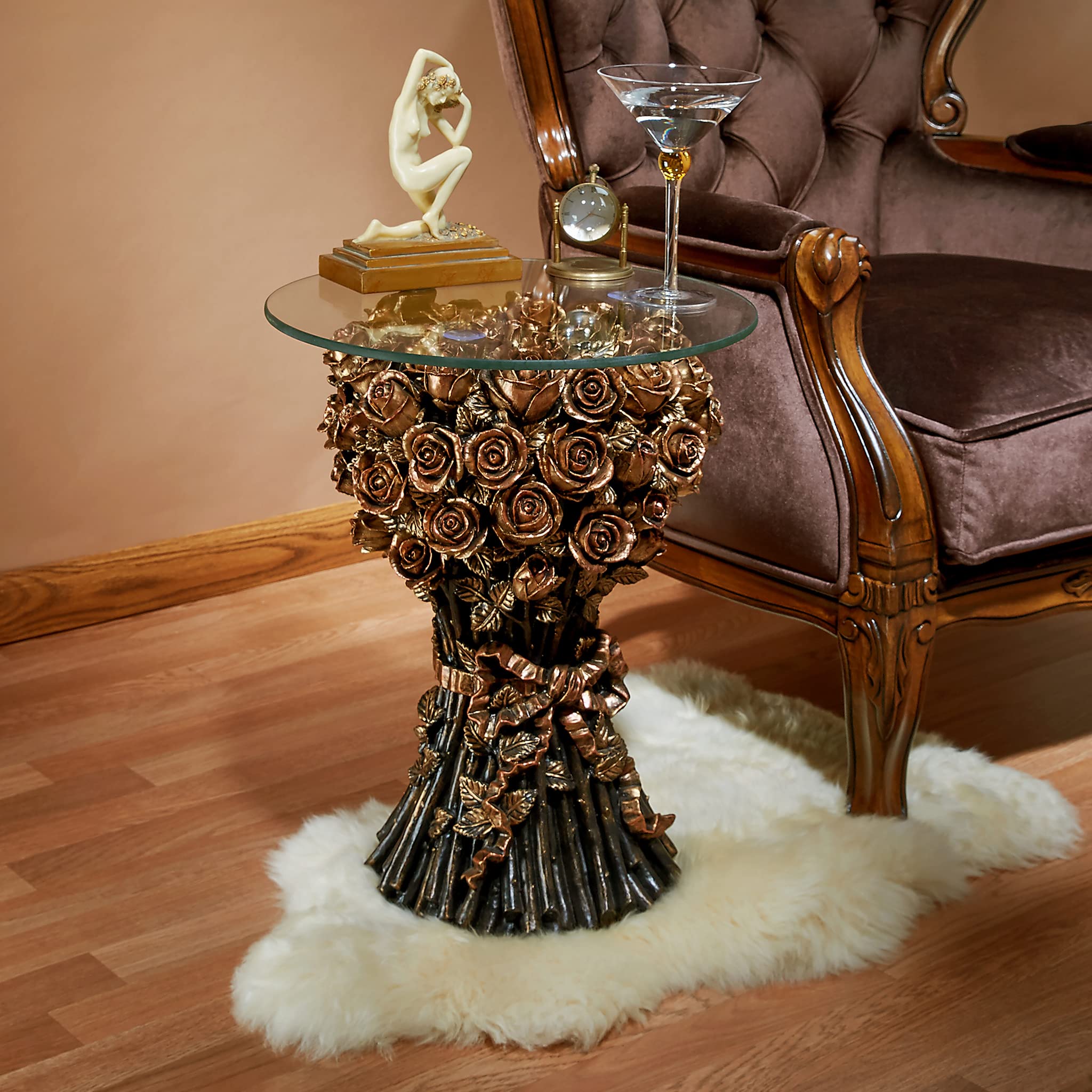 Amazon.com: Design Toscano Roses Glass Topped Sculptural Table