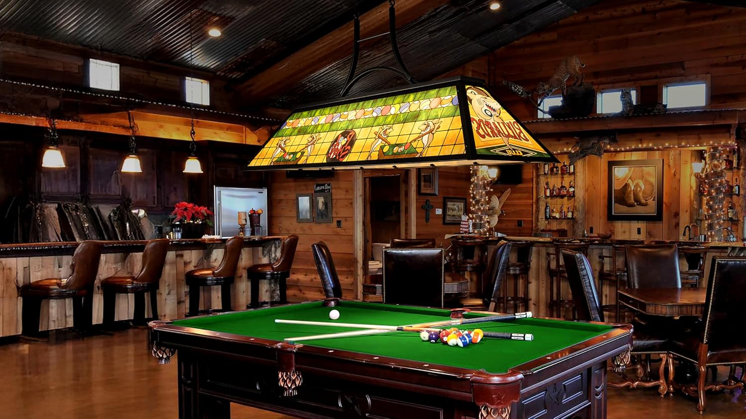 TOCHIC Pool Table Light, 60" Rustic Billiards Light Fixtures 5-Light with Tiffany-Style Shark Shade Vintage Chandelier Hanging Over Pool Table Game Room Man Cave Club Dining Room Kitchen Island