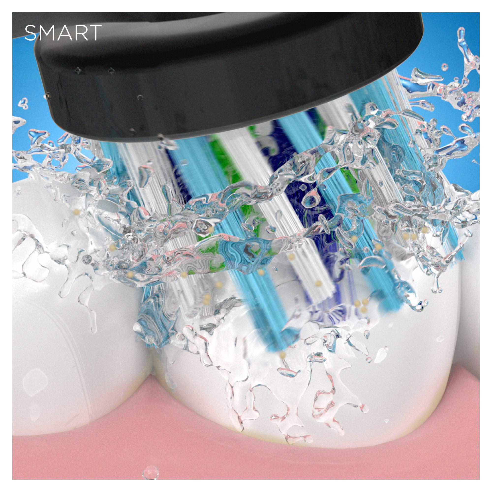 Oral-B Smart 4 Cepillo de Dientes Eléctrico con Mango Recargable, Tecnología Braun, 2 Cabezales de Recambio, Conexión con Bluetooth y Funda de Viaje, 4500N - Negro