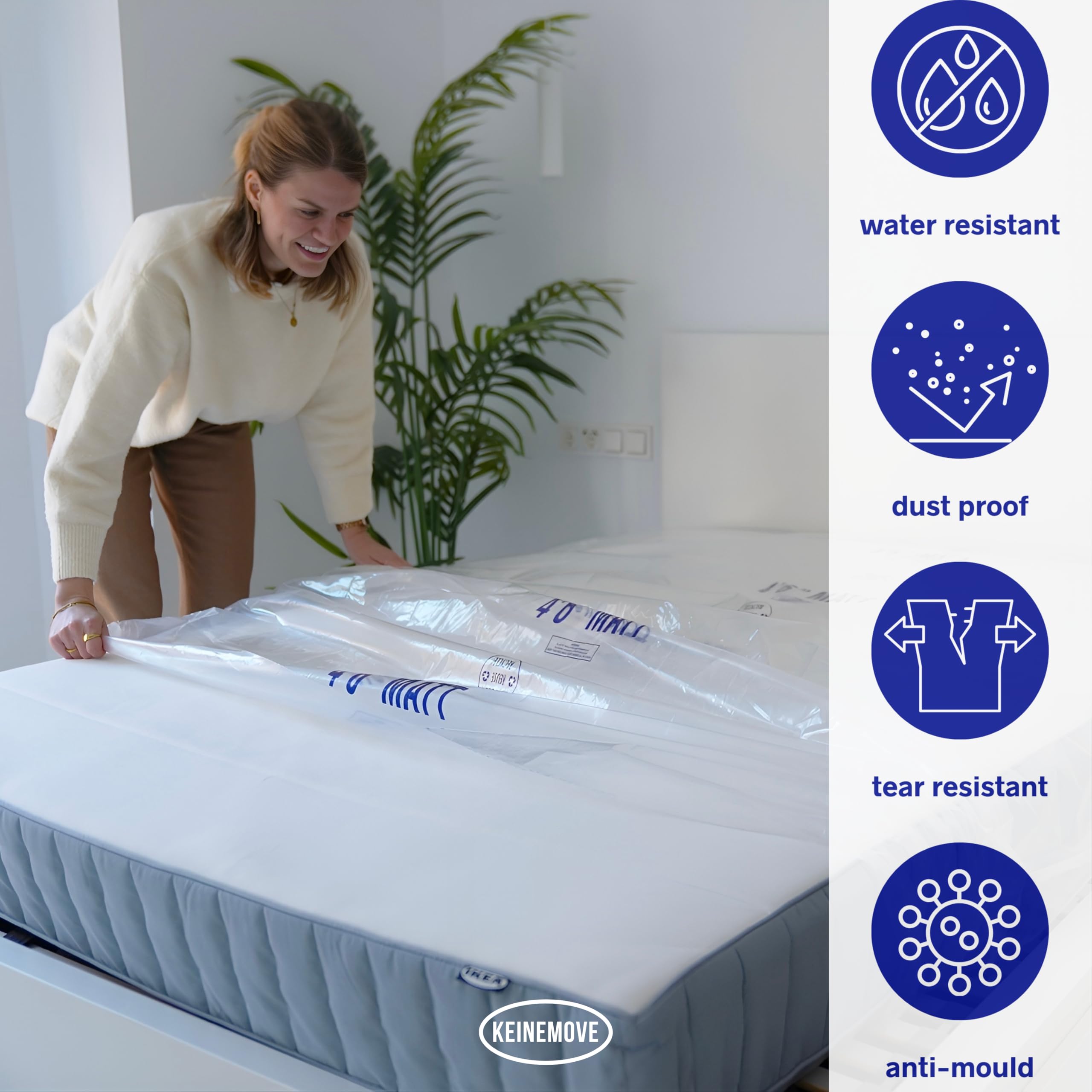 King Size Mattress Bag, Moving and Storage, 5ft, 1 Pack, Heavy Duty, Mattress Covers for Moving, Plastic Mattress Cover - Image 4