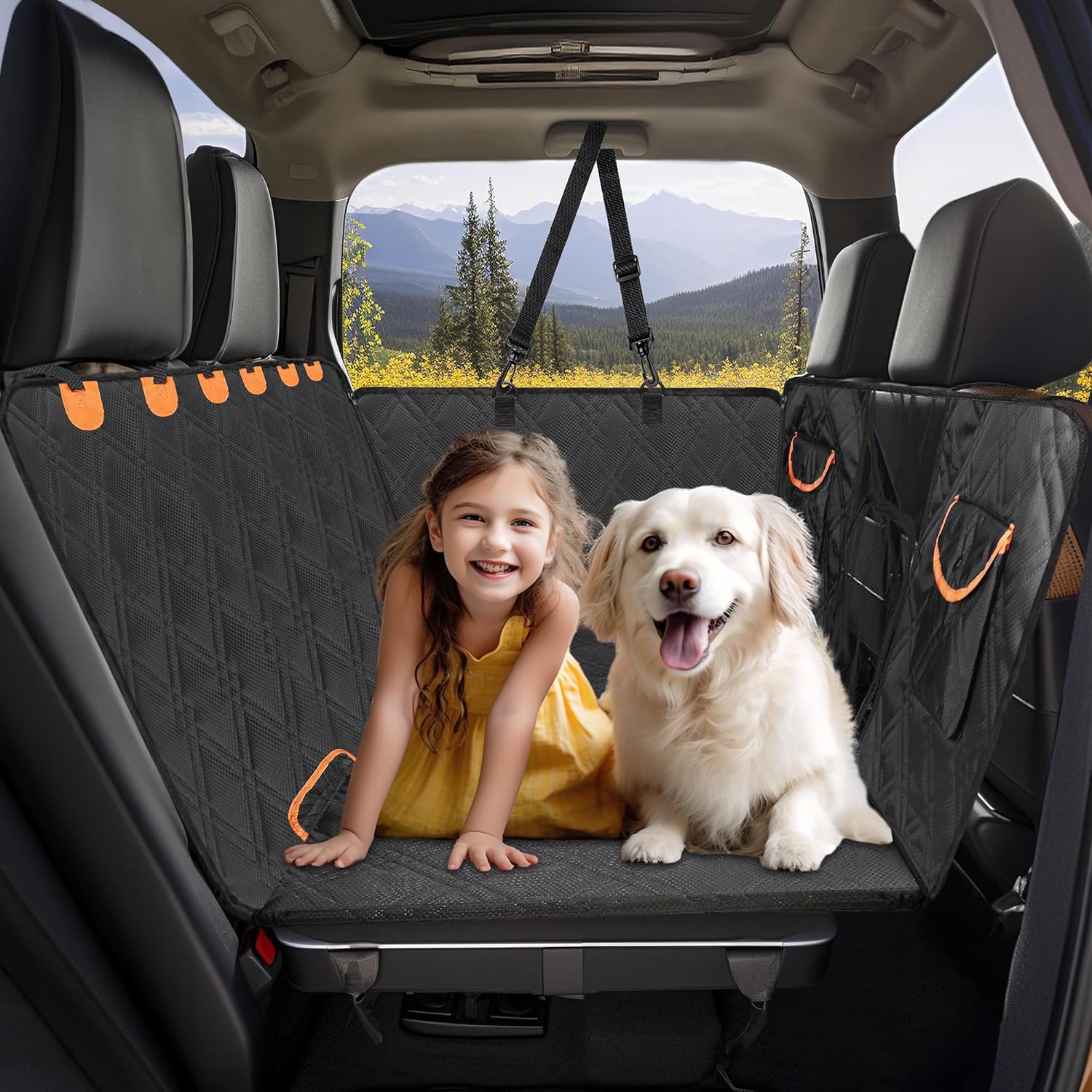 Back Seat Extender for Dogs, Dog Car Seat Cover Hard Bottom