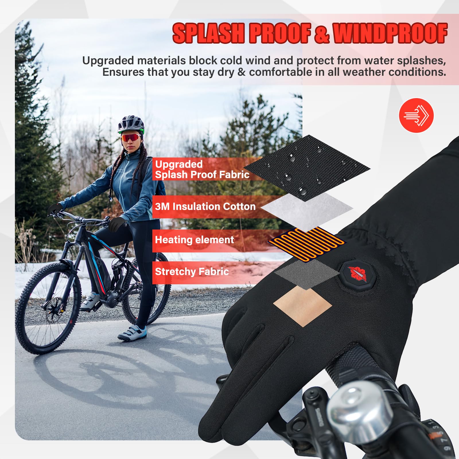 Dr.warm Beheizbare Handschuhe Damen Herren - 3-Stufen Heizung Bis 60°C