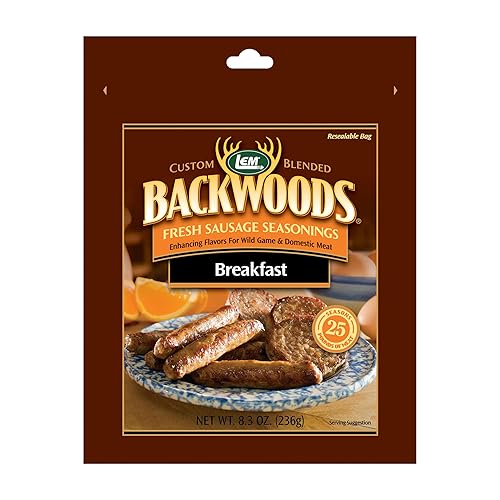 LEM Productos Backwoods - Condimento para salchichas frescas para desayuno, ideal para carne de caza silvestre y doméstica, temporada de hasta 25