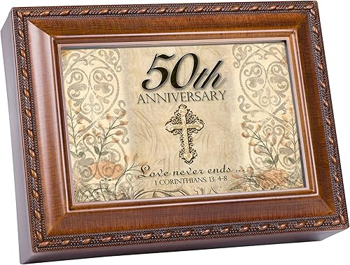 Cottage Garden Caja de música inspiradora con diseño de veta de madera para el 50 aniversario