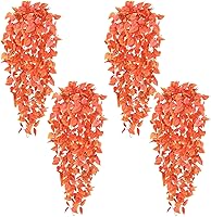 Vista 22 de BLEUM CADE Plantas Colgantes Falsas, 2pcs Planta Colgante Artificial, Enredaderas Falsas de Color Morado Profundo Planta Colgante para Pared Hogar