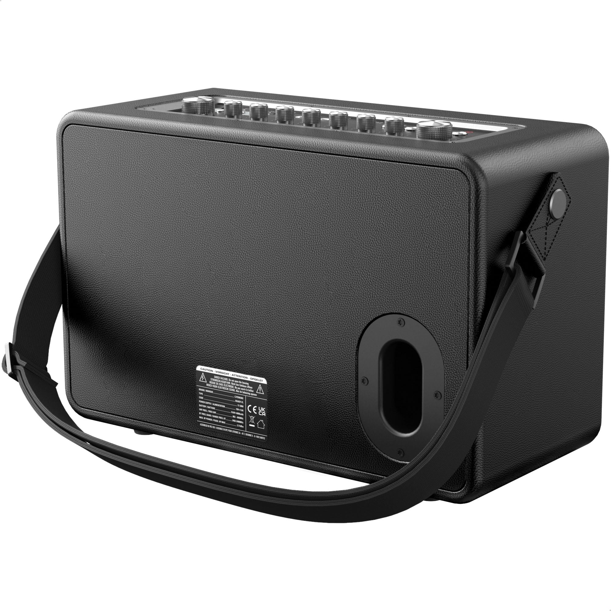C.Perkins - ROADY-FL - Le TOUT-EN-UN professionnel de 100W, sur batterie, avec 1 micro sans fil UHF et un panel de fonctionnalités - Bluetooth, USB, Jack, Micro-SD - Cuir noir