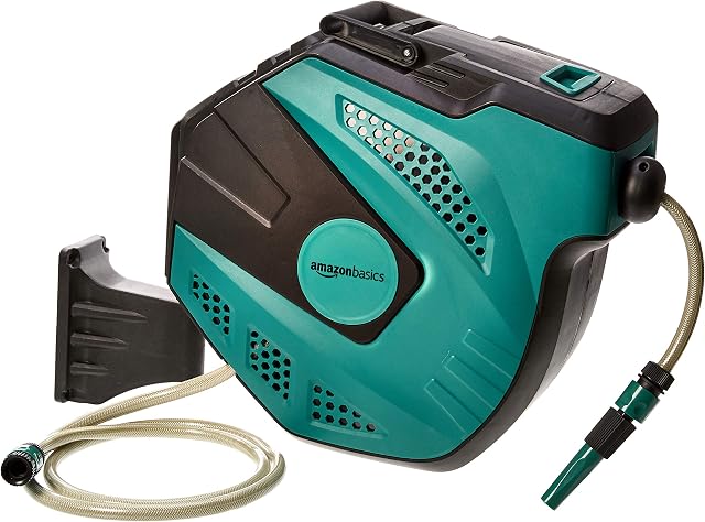 Amazon Basics Auto-Rewindable Wall-Mounted Reel with Hose, 25 m