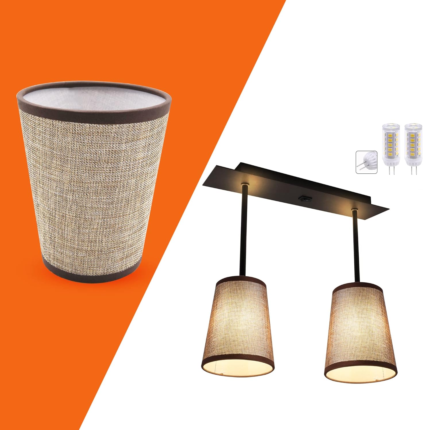 Facon Decorative Fabric RV Light Fixture with On&Off Switch