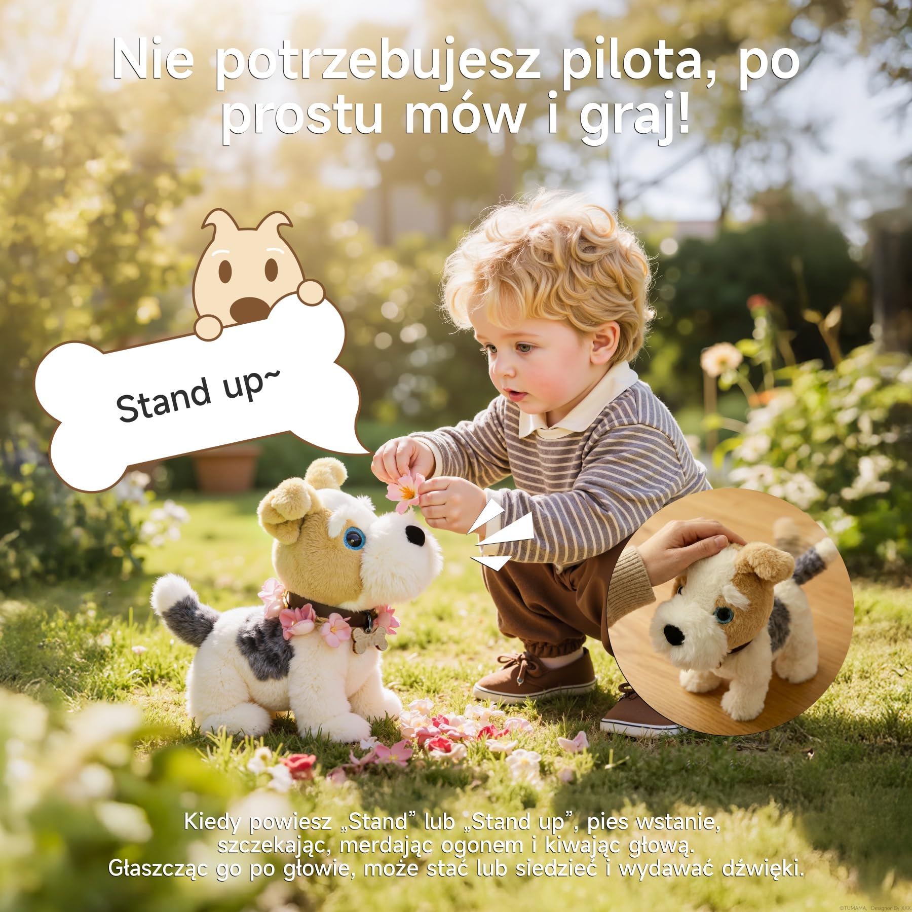 OR OR TU Zabawki dla Dzieci w Kształcie Spacerujących psów, Pluszowe Elektroniczne Zwierzaki Sterowane Głosem, Które Spiewają, Szczekają, Chodzą i Siadają; Realistyczne Interaktywne Zabawki w Postaci