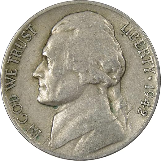 1942 D Jefferson Nickel Circulated 5c Coin Collectible
