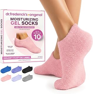 Dr. Frederick's Original Moisturizing Gel Socks, Plush Pink, 1 Pair | Full-Foot Gel Lining, Overnight Foot Care, Dry Feet and Cracked Heels, HealSoft Plus Formula, Fuzzy Spa Comfort, Unisex
