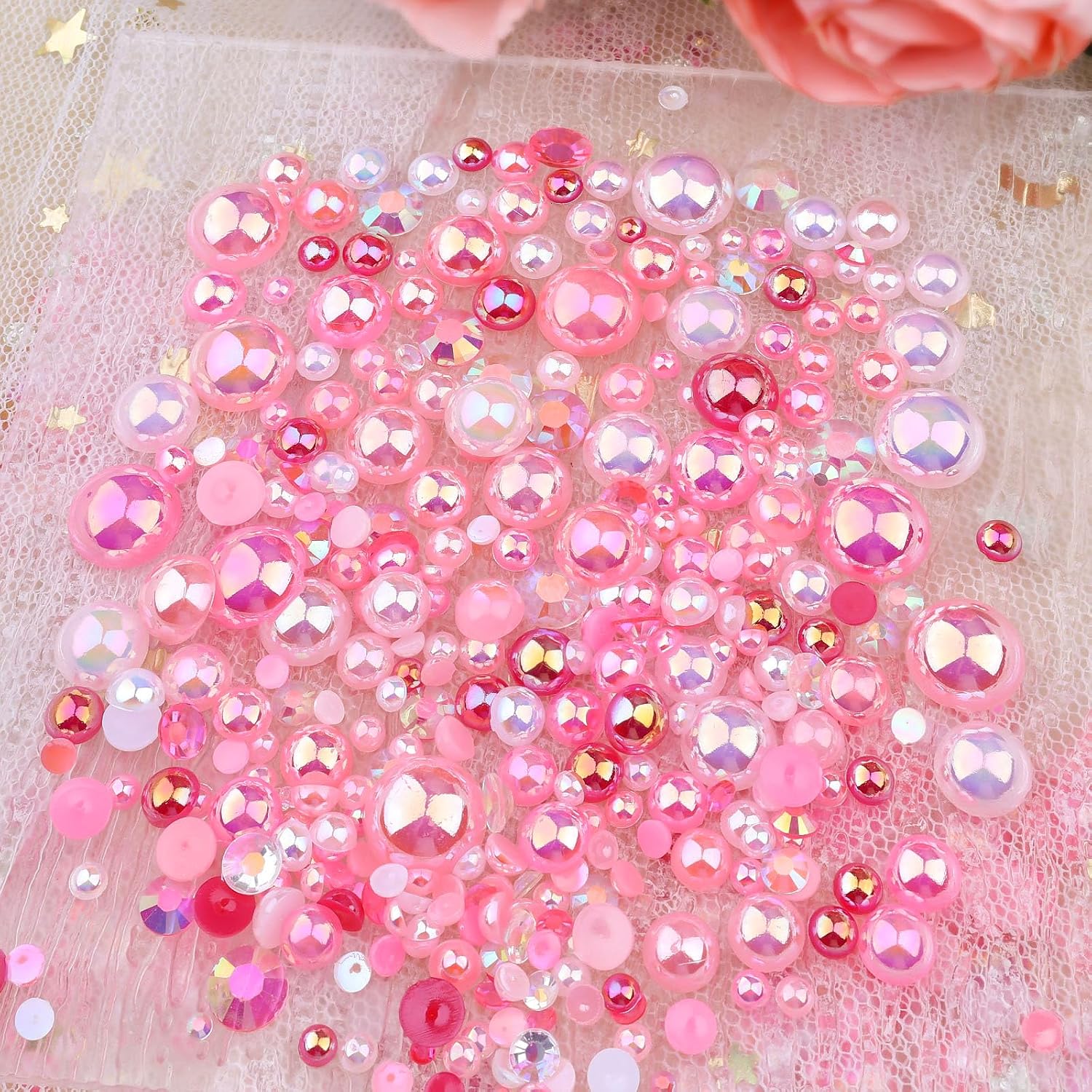 3900+ Pcs Rhinestones and Pearls Kit, 2-10mm Flatback Gems for Nail Art, Tumbler Decoration, DIY Crafts, 8 Colors Mixed DIY Supplies (Pink) image 5
