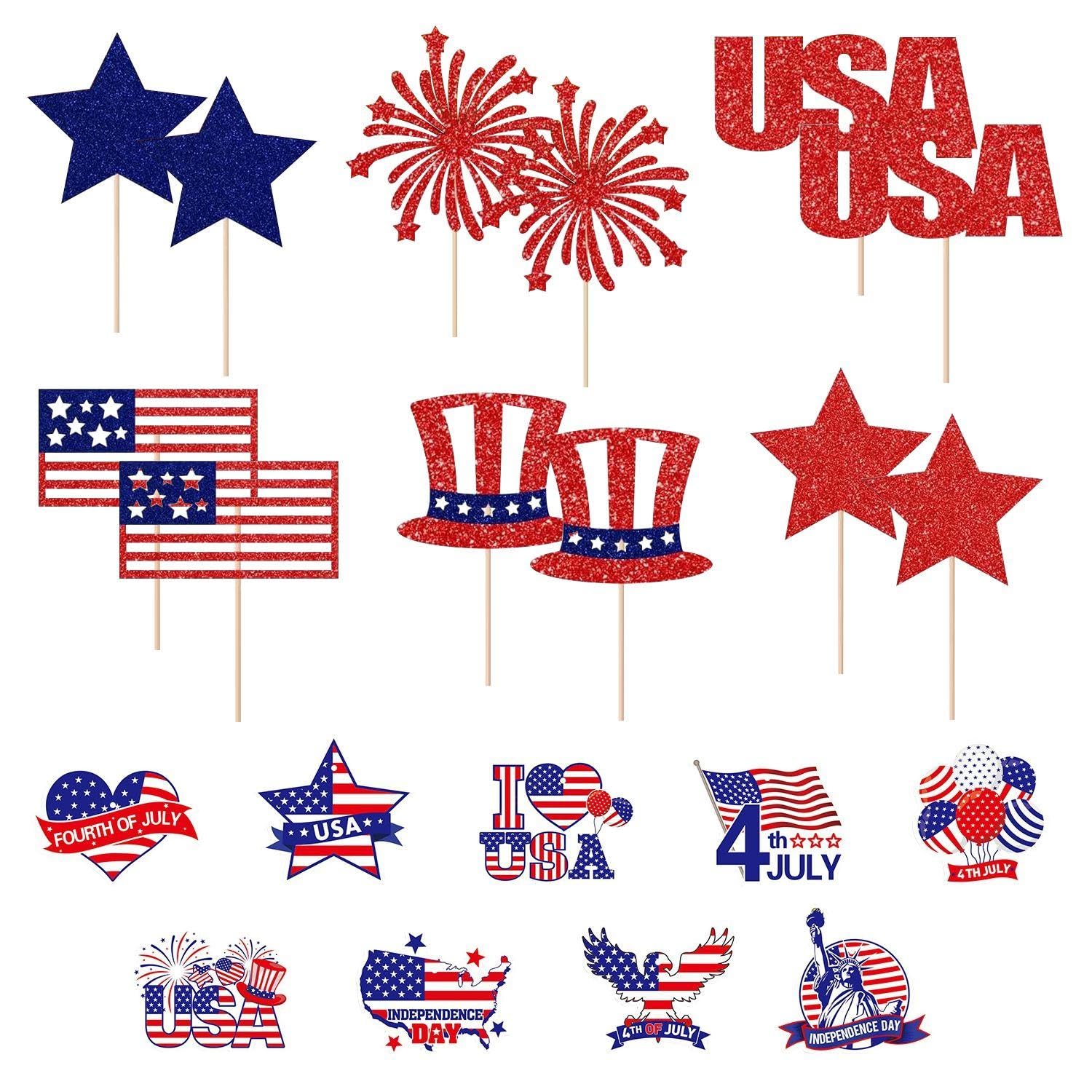 USHXVG 12 National Flag Cake Toppers, 9 Tags, Cake Decoration Plug-Ins, Baking Dessert Inserts, Holiday Party Decoration Supplies.