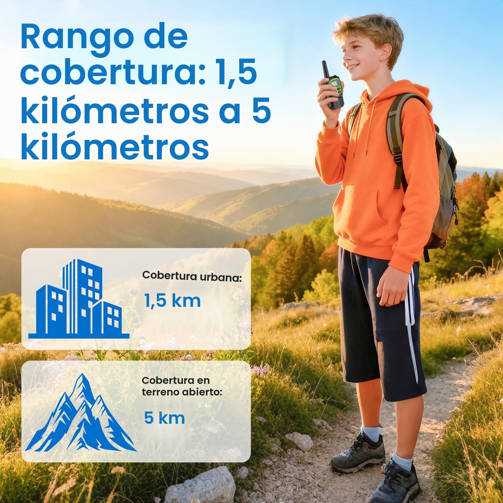 Walkie Talkie Recargable, Walkie Talkie Niños Largo Alcance