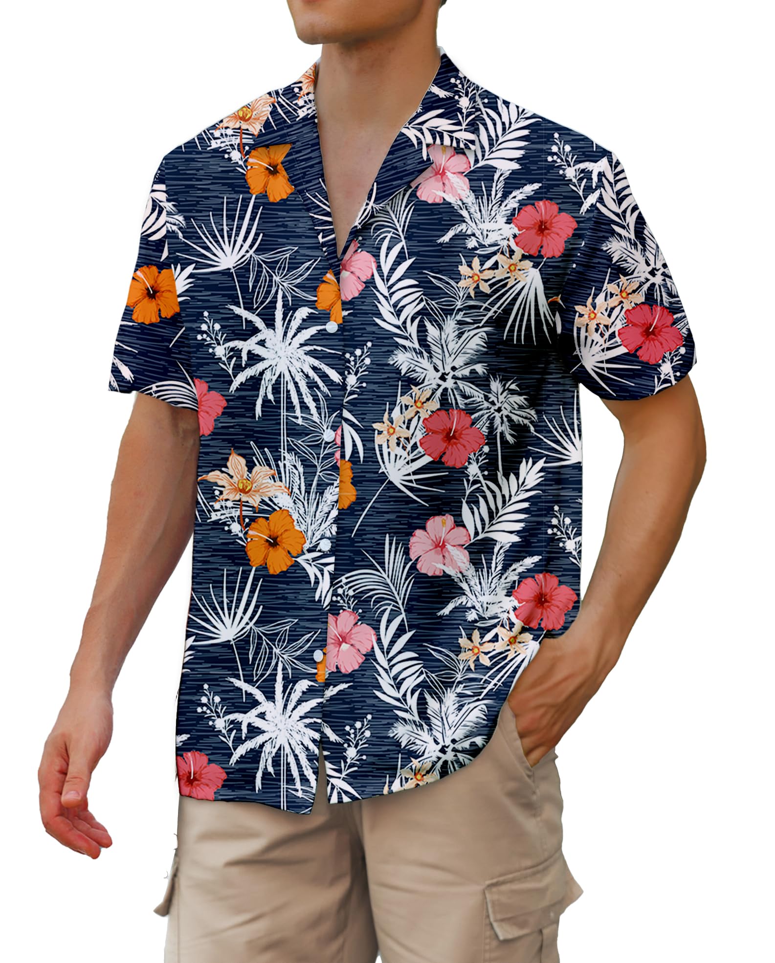 Cromoncent Hawaiian Shirt for Boy&amp;Men Short Sleeve Cuban Collar Tropical Holiday Summer Beach Shirts
