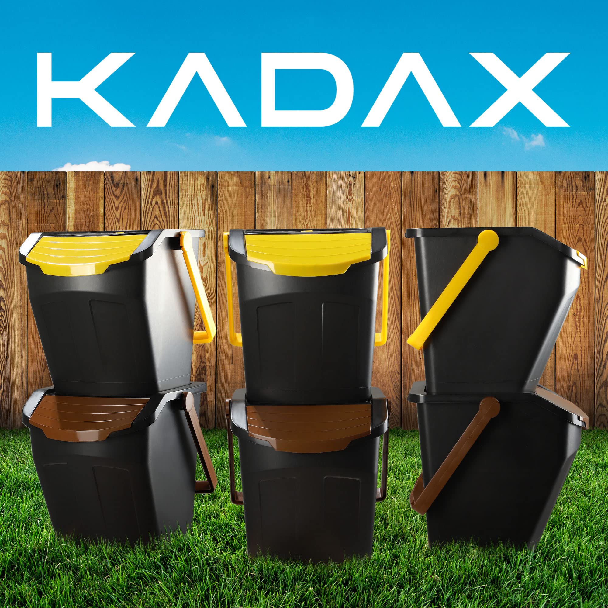 KADAX Lot de 2 Poubelles de Tri Sélectif pour une Gestion Efficace de la Collecte et du Recyclage des Déchets, Système de Séparation des Déchets Empilables (2 x 25L)