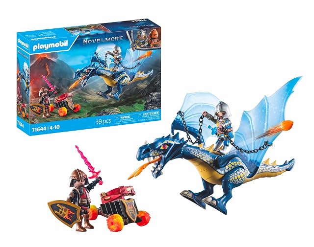 PLAYMOBIL Novelmore 71644 Dragón de Combate, Incluyendo un dragón móvil, Dos Caballeros y Accesorios para Aventuras épicas, Juguetes llenos de acción para niños y niñas a Partir de 4 años
