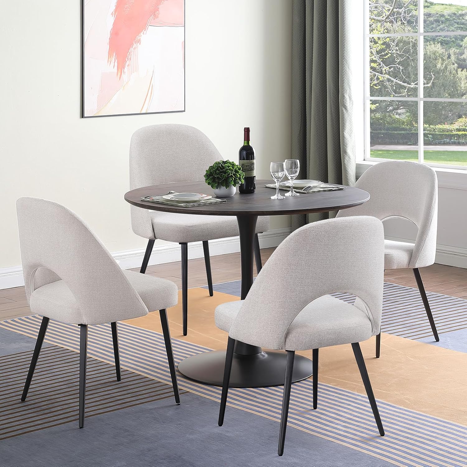 Morden Fort Round Dining Table Chair Set of 4, 42'' Wood