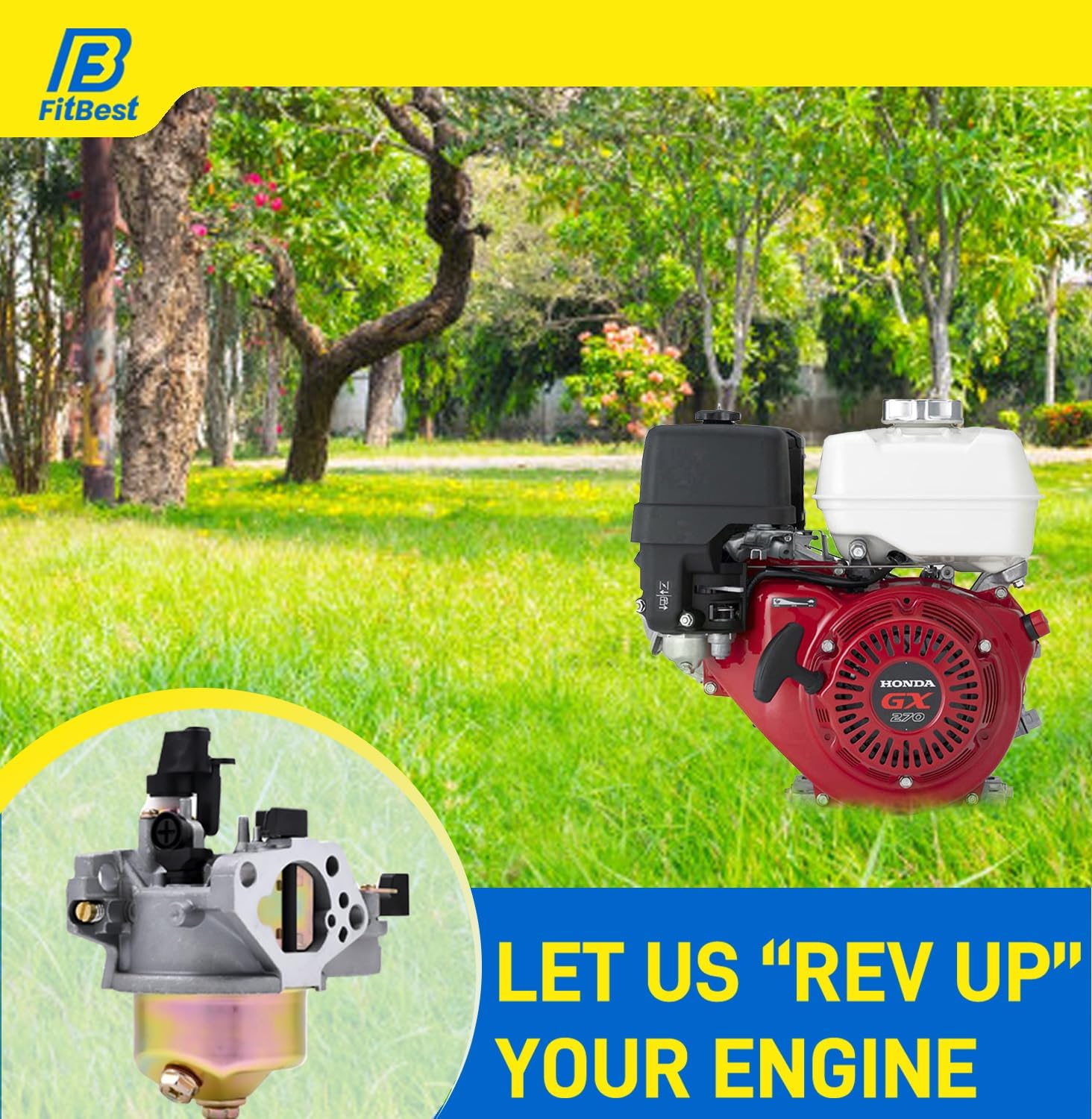 FitBest GX270 Carburetor with Air Filter Tune-Up Kits for Honda GX240 8HP GX270 9HP 177F Engine 16100-ZE2-W71 1616100-ZH9-820 Lawnmower Water Pumper Pressure Washer