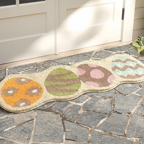 Ashler - Alfombras de área de huevos de Pascua, coloridas decoraciones de Pascua para sala de estar, dormitorio, interior y exterior, color blanco Ashler - Alfombras de área de huevos de Pascua, coloridas decoraciones de Pascua para sala de estar, dormitorio, interior y exterior, color blanco