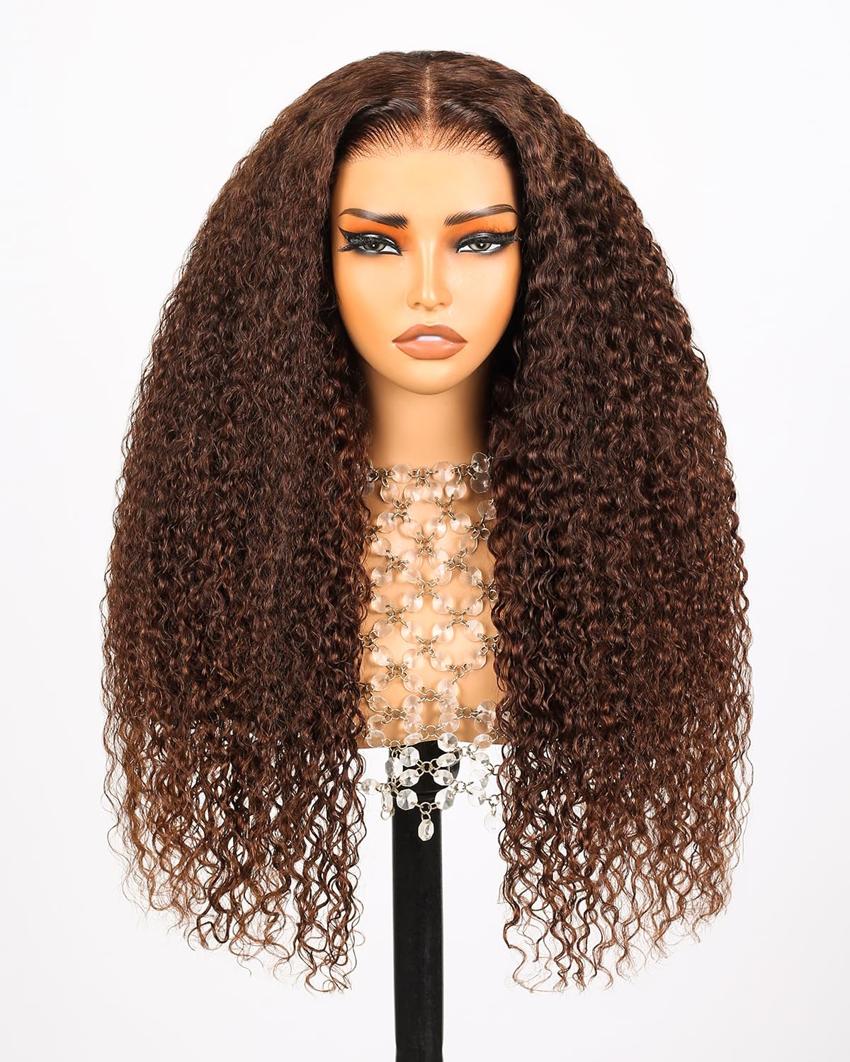 Arabella Chocolate Brown Deep Wave Glueless Wigs Human Hair Pre Plucked Pre Cut 5x6 HD Lace 230% Density Bleached Knotes Colored Lace Frount Hair (20