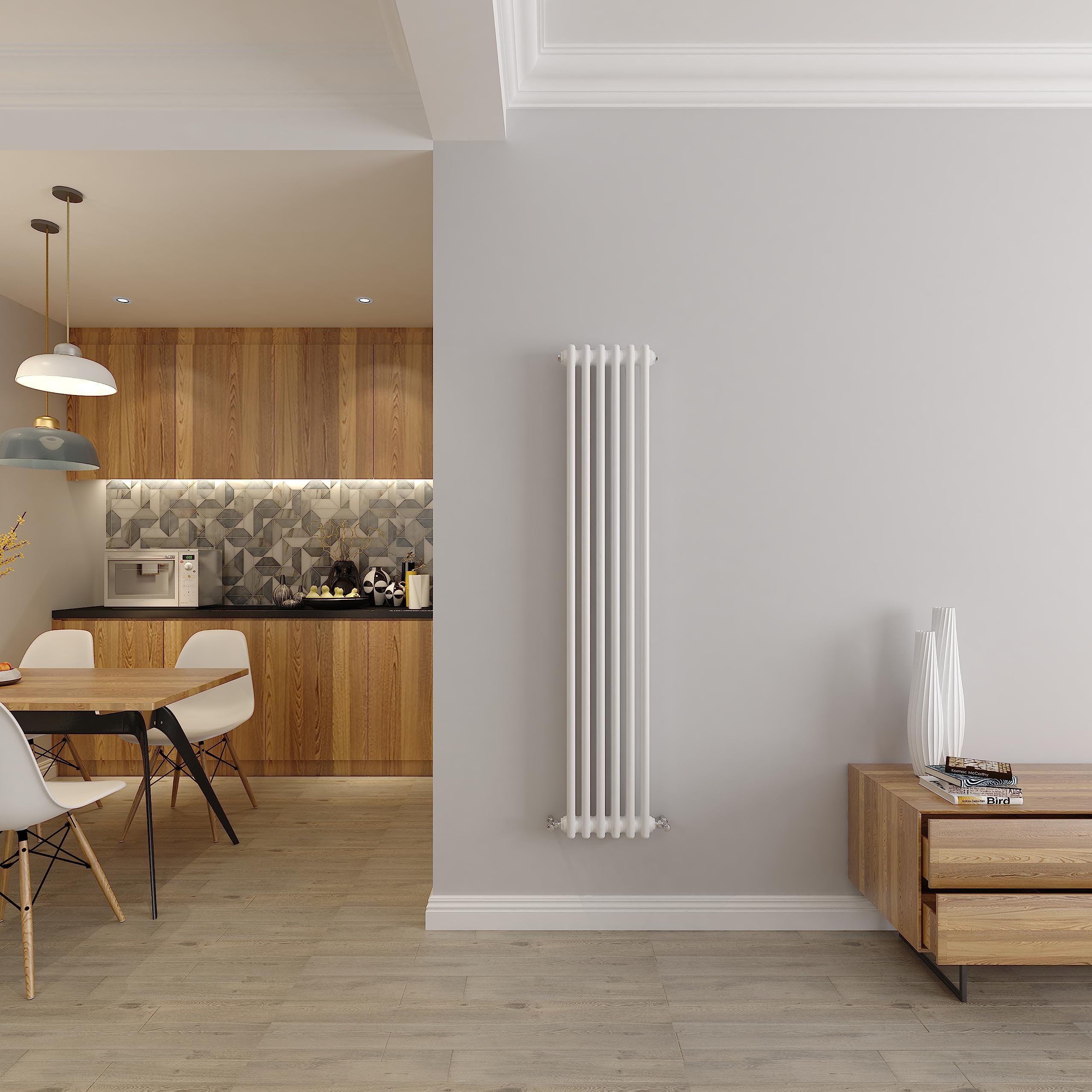2 Column Radiators Cast Iron Style Central Heating Vertical Radiator White 1500x290mm Perfect for Kithcen, Living Room, Bathroom