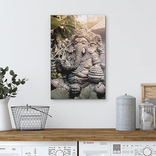 Miniatura 4 de wall26 Lienzo impreso para pared, estatua de Ganesha de piedra detallada, puesta de sol, naturaleza, fotografía religiosa, realismo, decorativo,