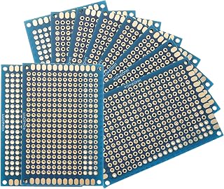 MECCANIXITY 10Pcs Solderable Breadboard, 2.36"x1.57" Double Sided Circuit Board Blue Gold-Plated PCB Board Small Prototype Board for DIY Electronics Projects Apply to Soldering Projects