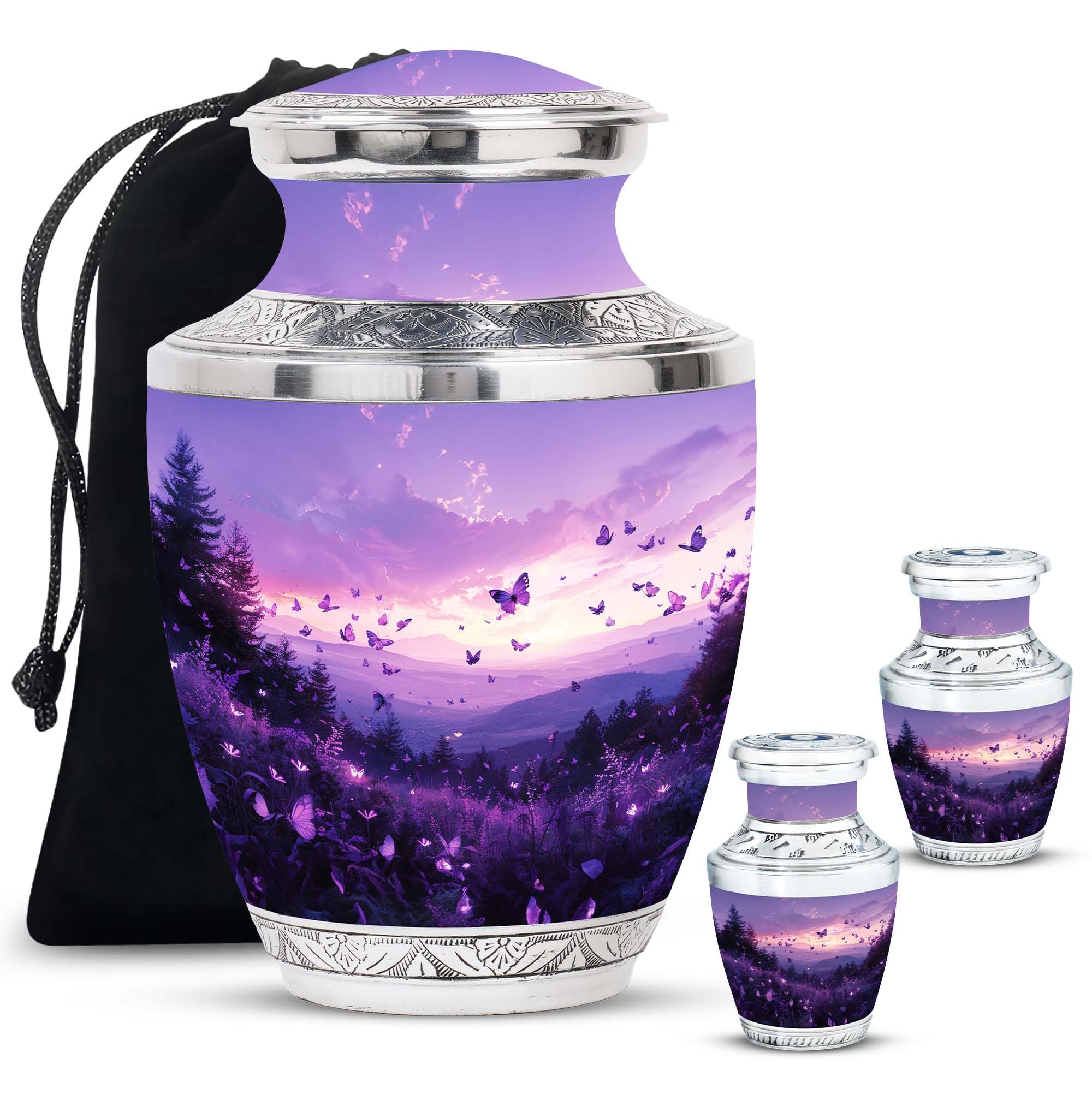 YATHABHISA Lavender Hills Butterflies Urn, Cremation Urns For Human Ashes, Unique Urn, Large Urn For Ashes For Women, Funeral Urn For Ashes, Urn For Ashes Adult Male, Burial Urns For Adult Human Ashes