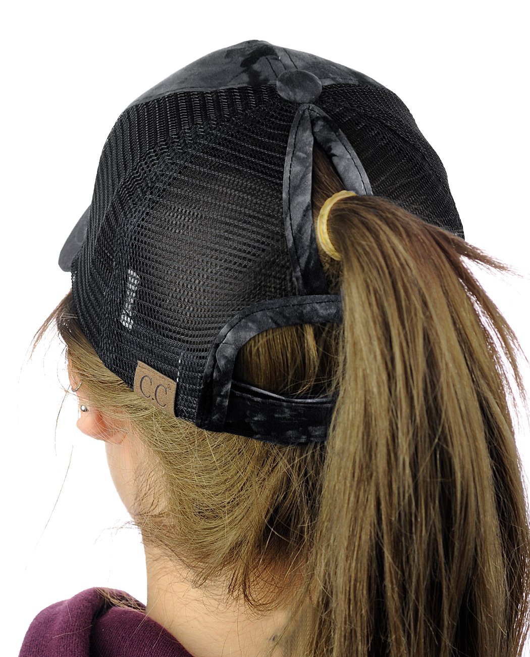 Ponycap Messy High Bun Ponytail Adjustable Mesh Trucker Baseball Cap Hat