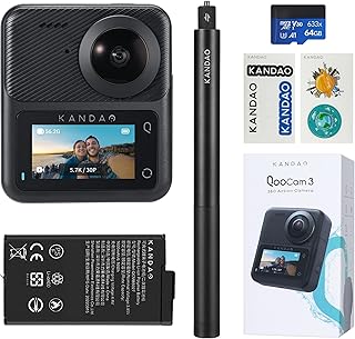 KanDao QooCam 3 360 Action Camera, 5.7K 62MP 360 Video Photo Camera, Dual 1/1.55" Sensors Sports Camera, 60fps Flawless Video Camera, Outdoor Stabilization Waterproof Night Shot Camera, Travel Combo