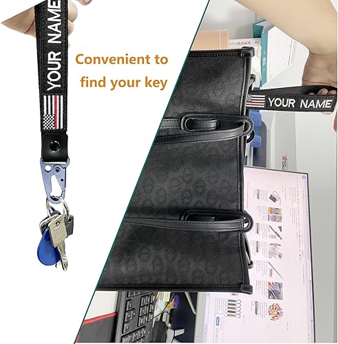 Miniatura 4 de Customzied - Llavero personalizado con bordado de bandera de Estados Unidos con llavero de automóvil, hebilla de nailon para llaves, mochila