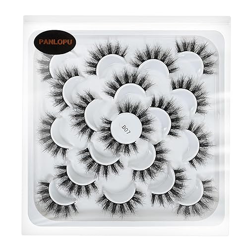 Miniatura 8 de Pestañas postizas de aspecto natural, fibras sintéticas, pestañas largas y grandes, paquete de 10 pares (B13-0.433 x 0.591 x 0.512 in)