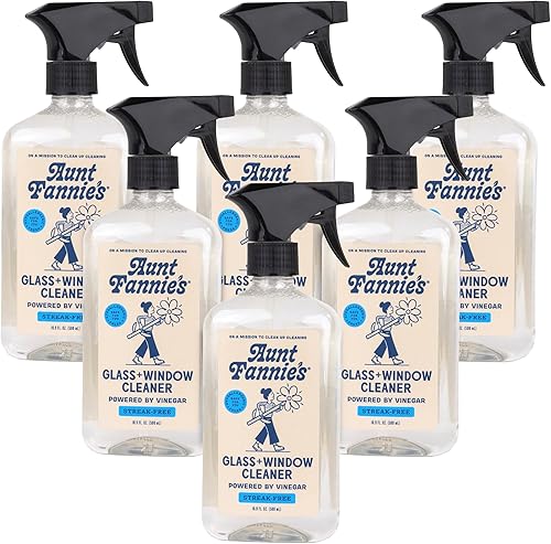 Aunt Fannie's Spray de vinagre de limpieza de vidrio y ventanas, limpiador natural de vidrio y ventanas, 16.9 onzas (paquete de 6), el embalaje