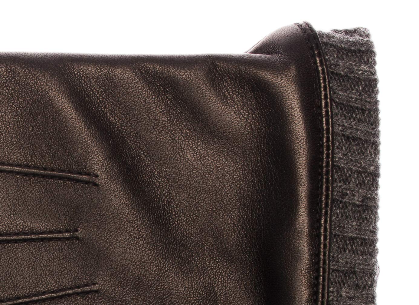 EEM gants cuir homme, cuir italien souple, doublure polaire, poignets tricotés