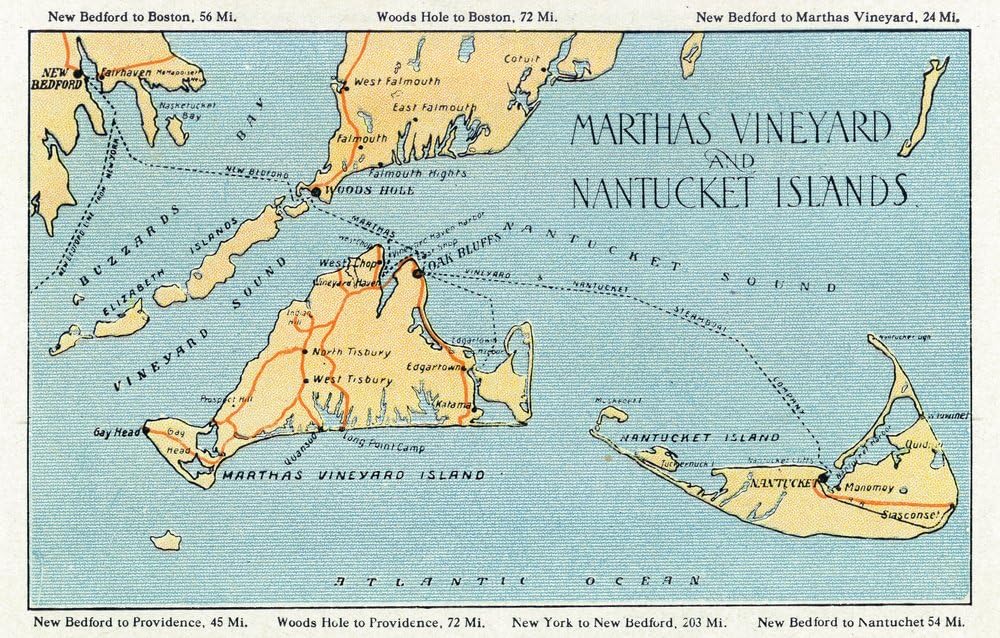 Amazon.com: Massachusetts, Detailed Map of Martha’s Vineyard and