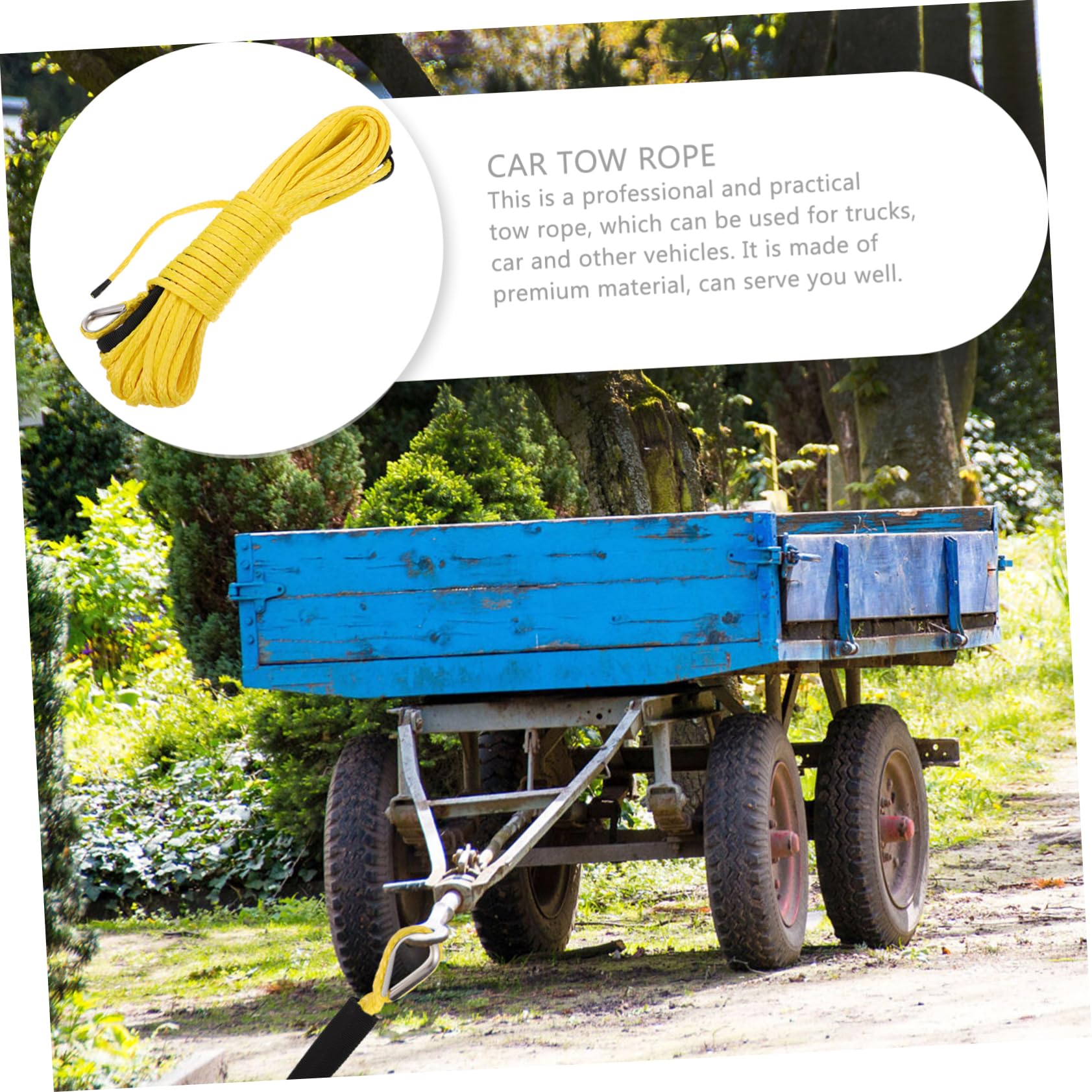 SUPVOX Corda da Traino per Auto in Nylon Giallo Resistente e Robusta Acciaio Inossidabile, per Rimorchio e Veicoli Pesanti,