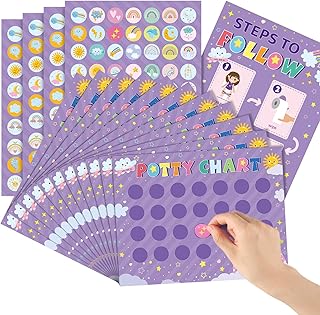 28 Pcs Boho Rainbow Potty Training Sticker Chart Potty Training Chart for Toddlers Girls Potty Training Rewards with Stickers, 20 Charts, 8 Sheets Stickers for Kids Potty Training Reward