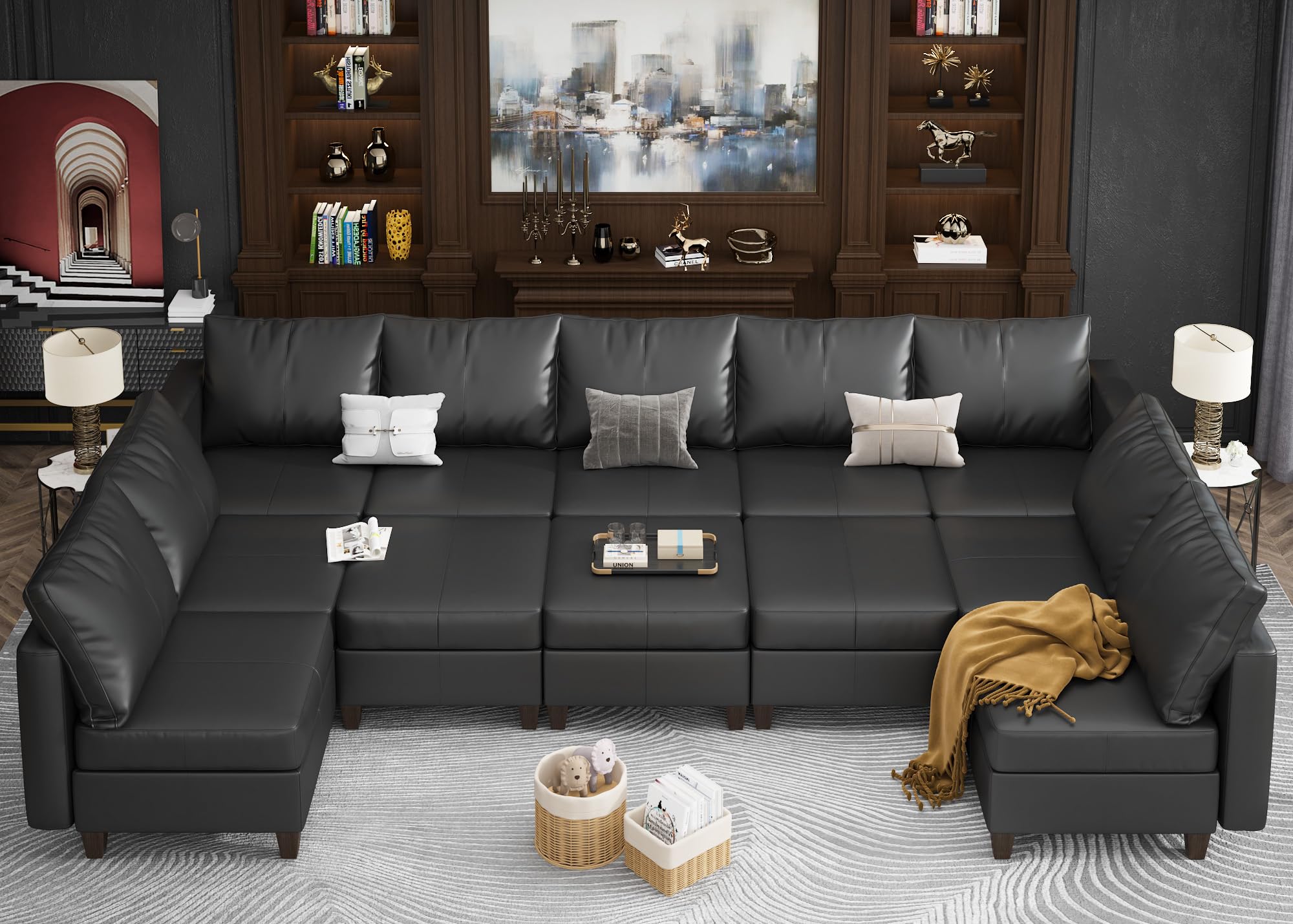 Second Hand Leather Couch Set | Modular Pieces Can Be Rearranged