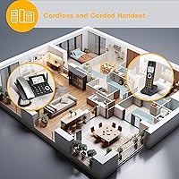 Vista 2 de AT&T DECT 6.0 Teléfono doméstico con cable o inalámbrico con 1 auricular y contestador, bloqueador de llamadas inteligente, identificación