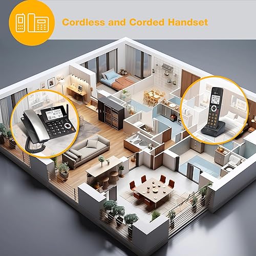 Miniatura 2 de AT&T DECT 6.0 Teléfono doméstico con cable o inalámbrico con 2 teléfonos y contestador, bloqueador de llamadas inteligente, identificación de