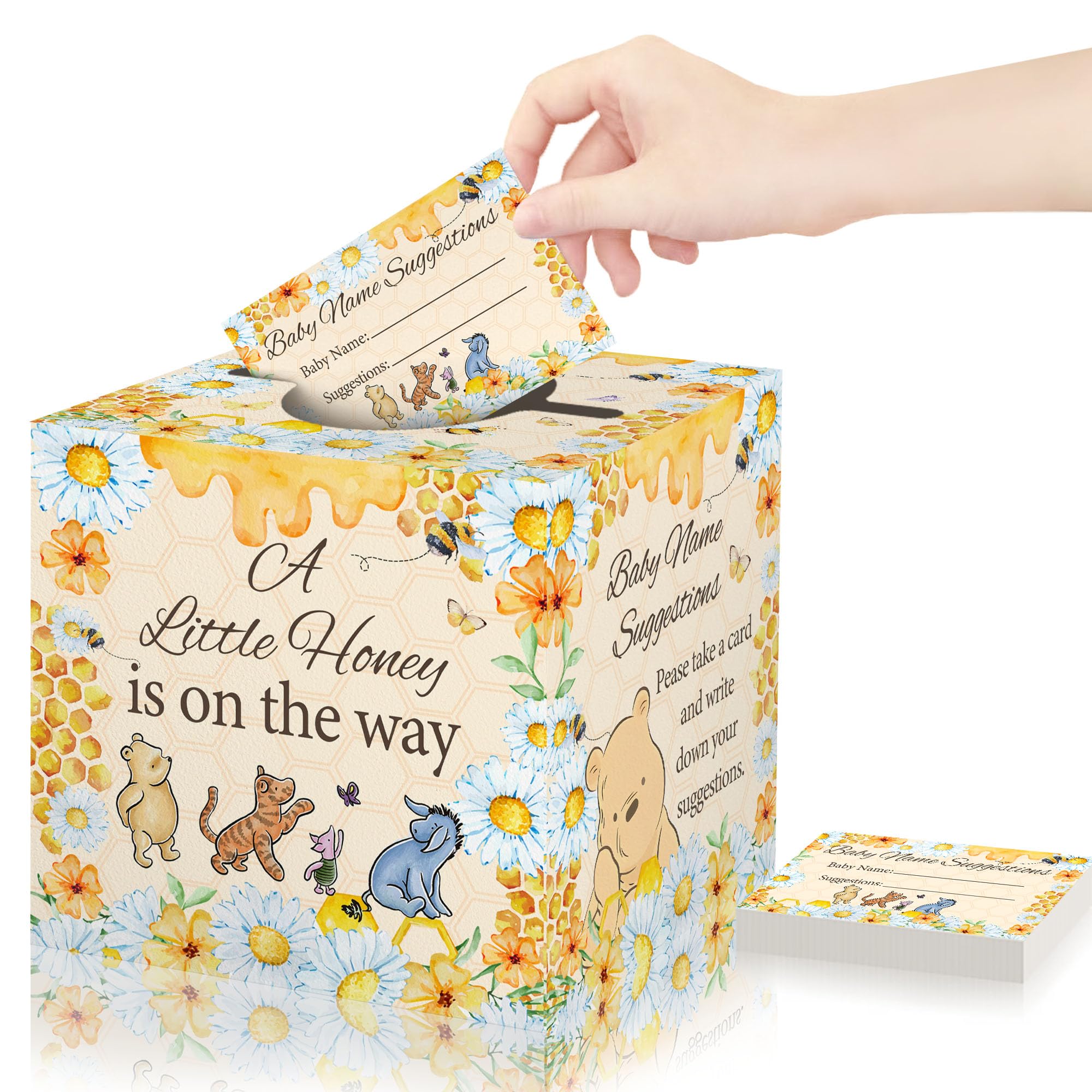 Azbuk Baby Name Suggestion Games, Winnie Baby Shower Games, Baby Shower Game with Box and 50 Guessing Cards, Gender Reveal Party Favor, Baby Shower