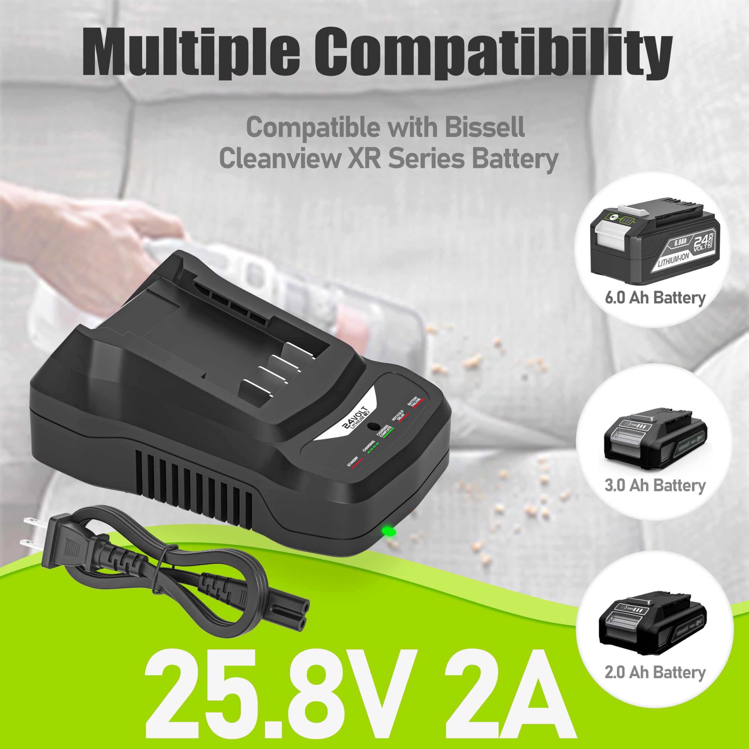 YJITO Upgraded 51.6W Fast Charger for Bissell Cleanview XR Series Stick Vacuum Battery 4054,Compatible with Bissell Cleanview XR 3797V 3789U 3789X 3797W Cordless Vacuum