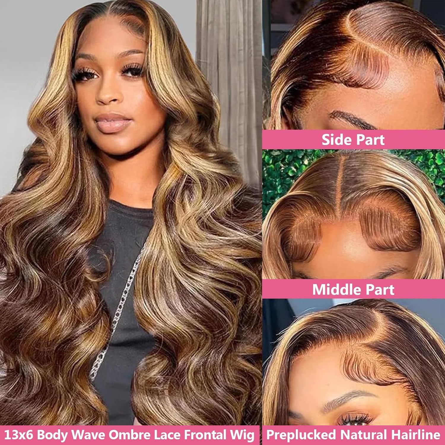 13x6 Lace Front Human Hair Wig 22 Inch Body Wave Pre Plucked Natural Hairline Amazon.com : Body Wave Lace Front Wigs Human Hair 13x6 HD  main image 2