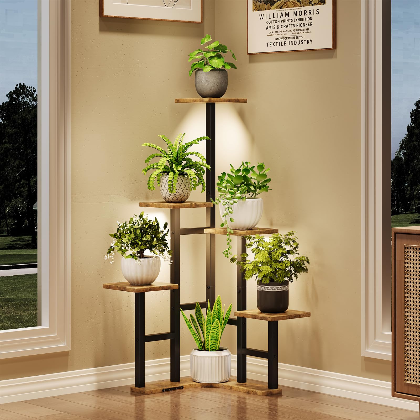 Corner Plant Stand Indoor with Grow Lights, 6 Tiered Corner Plant Shelf  Flowe... | eBay