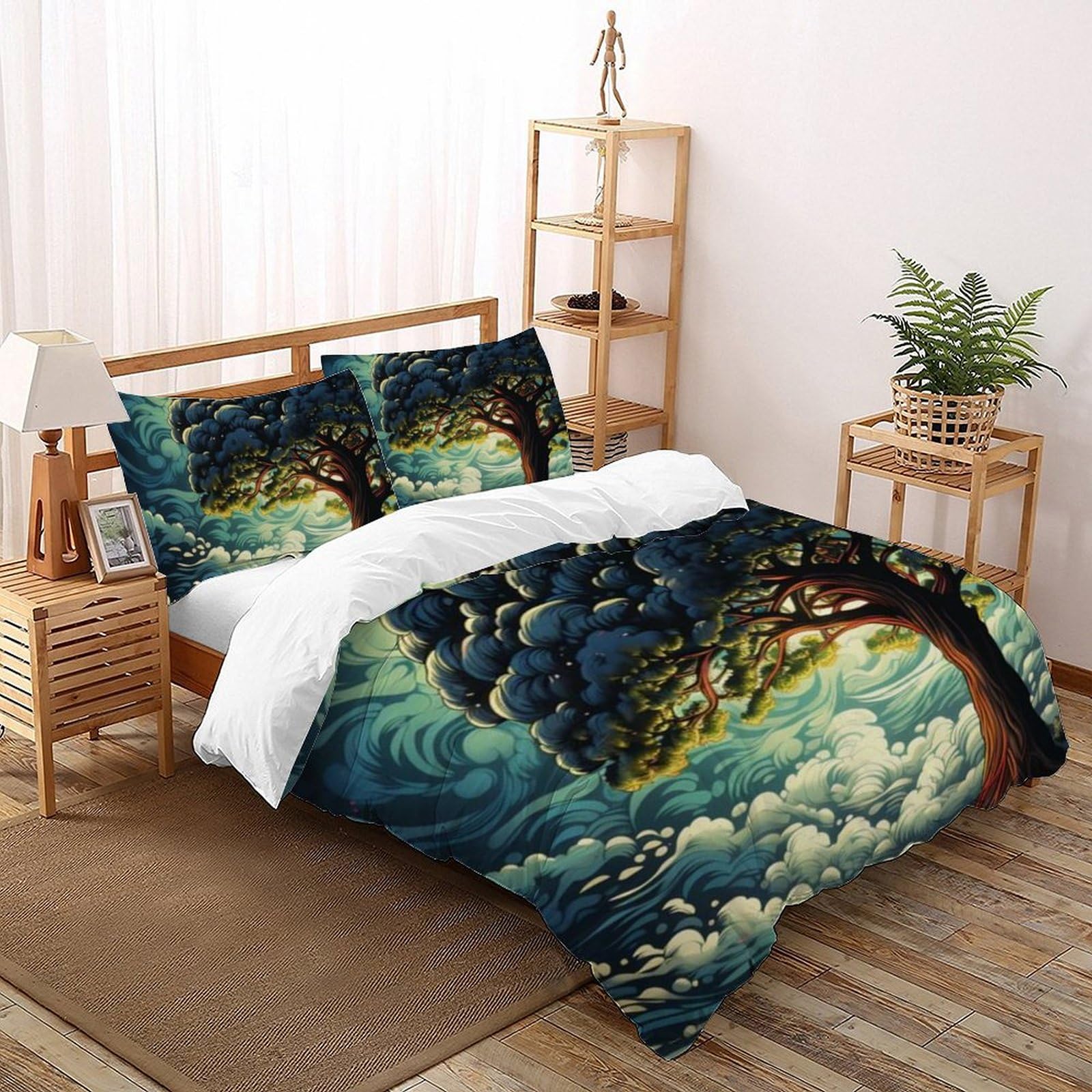 Housse de couette 200x200 microfibre imprimé plantes : finie la corvée de repassage du lit