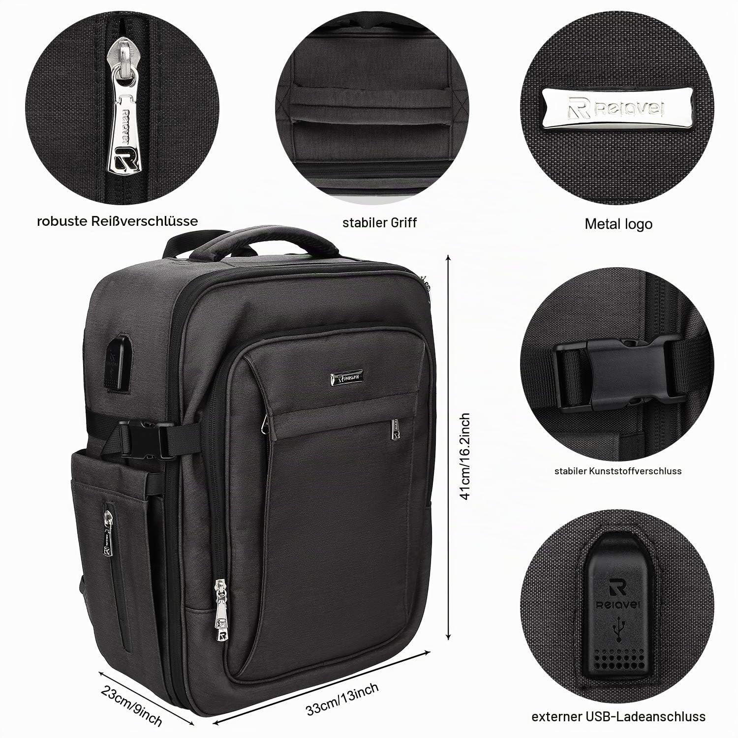 Relavel Kosmetiktasche Portable Reise Make Up Tasche, Large Professionelle Makeup Organizer Reisezug-Koffer Aufbewahrungstasche, mit verstellbarem Riemen und Trennwänden